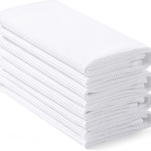 Homaxy Cotton Waffle Weave Kitchen Towels – Soft, Absorbent & Quick-Drying (4-Pack, 16x26", White)