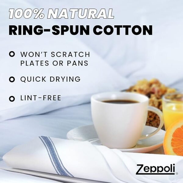 Zeppoli Classic Dish Towels – 100% Cotton, Super Absorbent & Machine Washable (15 Pack)