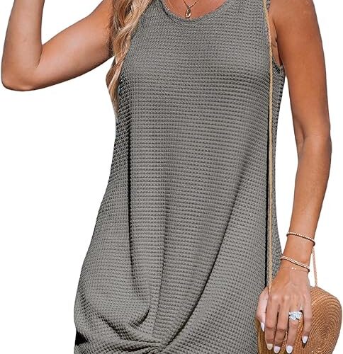 Effortless Beach Elegance – CUPSHE Waffle Knit Twisted Mini Dress