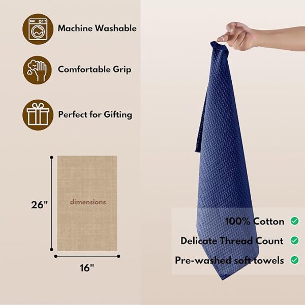 Native Fab Waffle Kitchen Towels – 100% Cotton, Ultra-Absorbent & Quick-Drying (6 Pack)