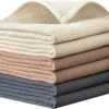 QUILTINA 100% Cotton Waffle Weave Kitchen Dish Towels – Super Absorbent 6-Pack (17x25”, Beige, Brown, Dark Grey)