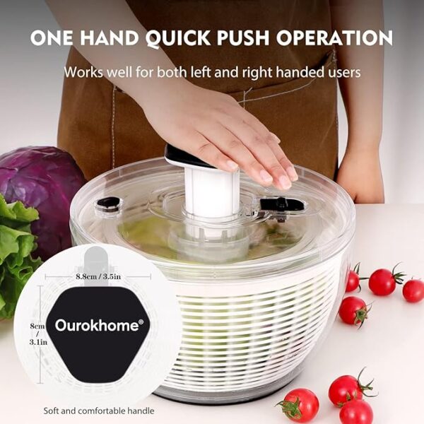 Effortless Salad Prep – Ourokhome 6.3 QT One-Handed Salad Spinner