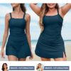 Aleumdr Women's Vintage Tummy Control Two Piece Tankini Swimsuit