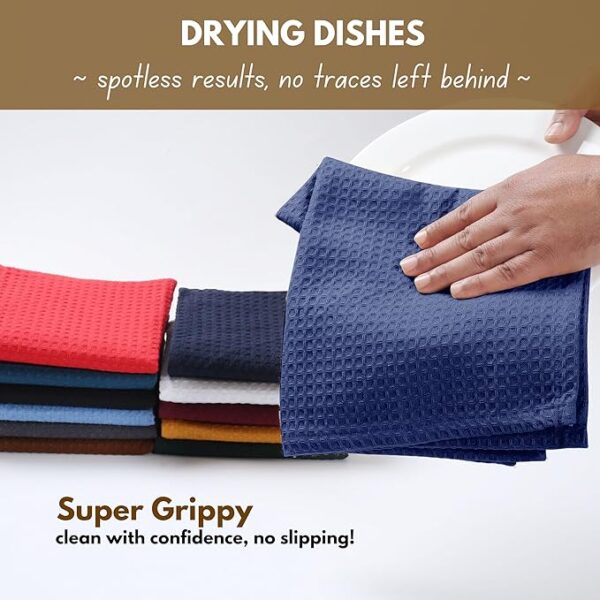Native Fab Waffle Kitchen Towels – 100% Cotton, Ultra-Absorbent & Quick-Drying (6 Pack)