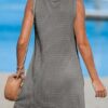 Effortless Beach Elegance – CUPSHE Waffle Knit Twisted Mini Dress