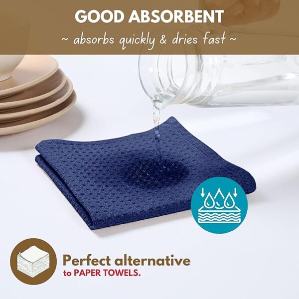 Native Fab Waffle Kitchen Towels – 100% Cotton, Ultra-Absorbent & Quick-Drying (6 Pack)