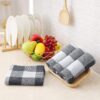 Homaxy Cotton Waffle Weave Plaid Kitchen Towels – Soft, Absorbent, Stylish (4-Pack, 13x28”, White & Dark Grey)