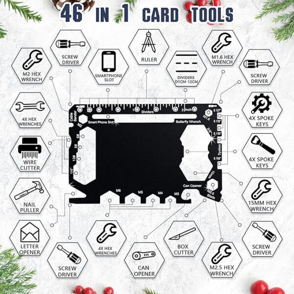 46-in-1 Survival Credit Card Multitool – Compact Wallet Tool for Men, Dad, Husband, Boyfriend