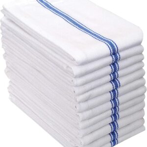 AMOUR INFINI Cotton Herringbone Dish Towels – Set of 12 Soft, Absorbent & Quick-Dry Towels (16x28”, Blue)