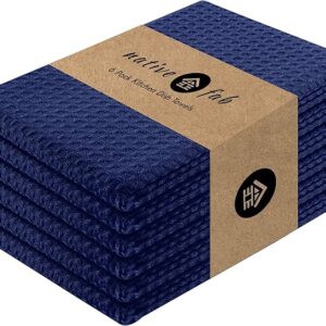 Native Fab Waffle Kitchen Towels – 100% Cotton, Ultra-Absorbent & Quick-Drying (6 Pack)
