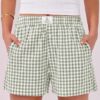 Chic Comfort – ANRABESS Gingham Plaid Boxer Shorts