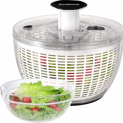 Effortless Salad Prep – Ourokhome 6.3 QT One-Handed Salad Spinner