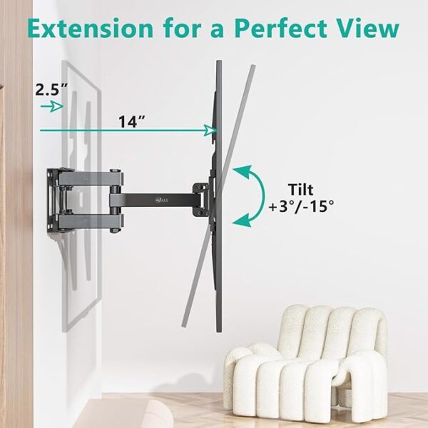 WALI Full Motion TV Wall Mount for 32–70” Flat & Curved TVs