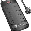 Nuetsa Surge Protector Power Strip – 8 Outlets & 4 USB, 6FT Cord