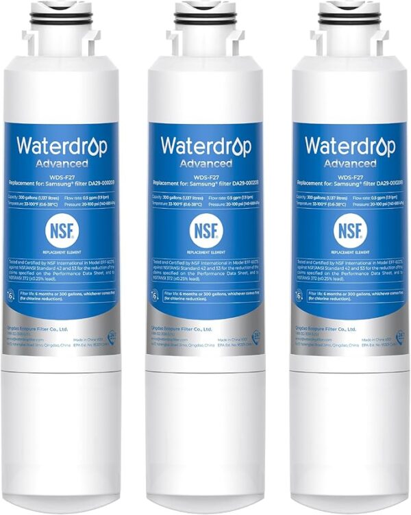 Waterdrop DA29-00020B Refrigerator Water Filter – 3-Pack Replacement for Samsung HAF-CIN/EXP