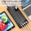 18-Outlet Surge Protector Power Strip – 6FT Heavy-Duty Cord & USB Ports