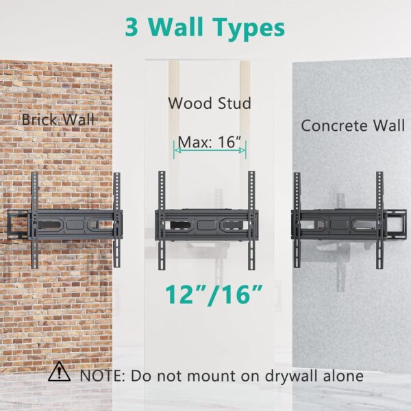 WALI Full Motion TV Wall Mount for 32–70” Flat & Curved TVs